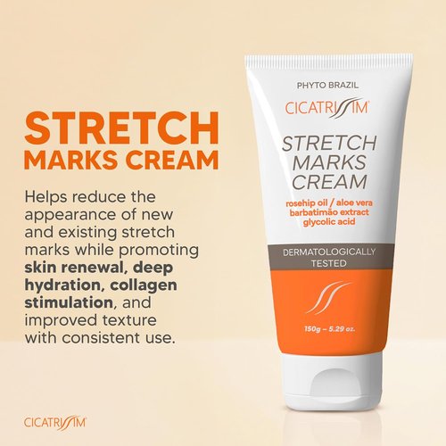 Cicatrissim Stretch Mark Cream - Softens & Firms Skin, Evens Tone - 150g for All Skin Types