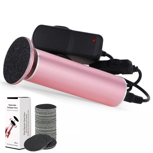 Electric Foot File Callus Remover for Feet, Adjustable Speed Foot Sander Grinder Professional Pedicure Tools for Dead Skin Heel Calluses with Replaceable Sandpaper Discs (Upgraded FCR-1 Pink)