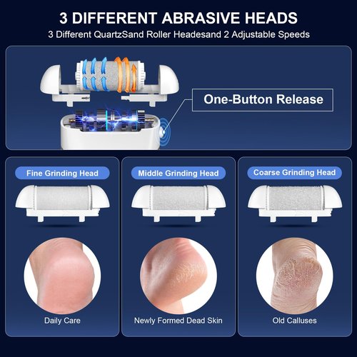 9.0 Upgrade Electric Foot Callus Remover CMTQVFL -【Removes 99.99% of Calluses in 2 Minutes】Professional Foot Callus Remover IPX7 Waterproof Electric Callus Remover for Feet Hard Care Dead Cracked Skin