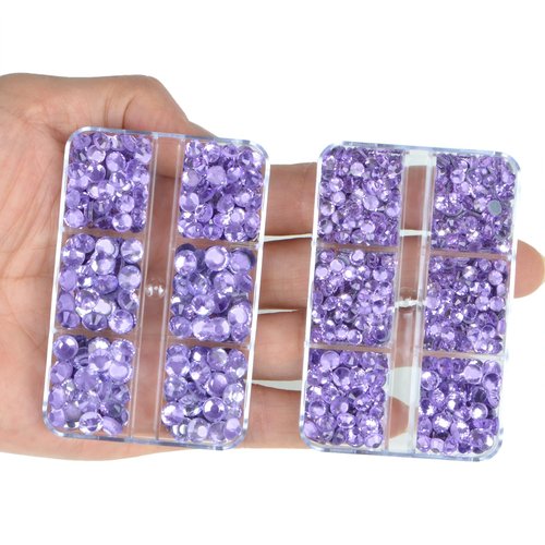 QOGIR 10000 Pieces 5 Mixed Size Violet Hotfix Rhinestones for Crafts Clothes Nail Art with Tweezers and Picking Rhinestones Pencil