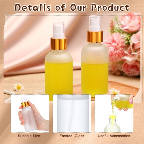 Fumete 36 Pcs Glass Spray Bottles 4oz Fine Mist Glass Spray Bottle Refillable Liquid Containers with 6 Labels 6 Funnel for Hair Travel Plants Cleaning Solutions Skin Care (Clear,Frosted)
