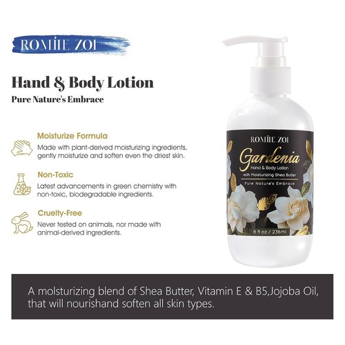 ROMIIE ZOI Daily Hand & Body Lotion - Moisturizing Shea Butter in Gardenia Scent | 236 ML / 8 FL OZ