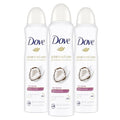 Dove Advanced Care Dry Spray Antiperspirant Deodorant Caring Coconut 3 Count For Women With 48 Hour Protection Soft And Comfortable Underarms 3.8 oz