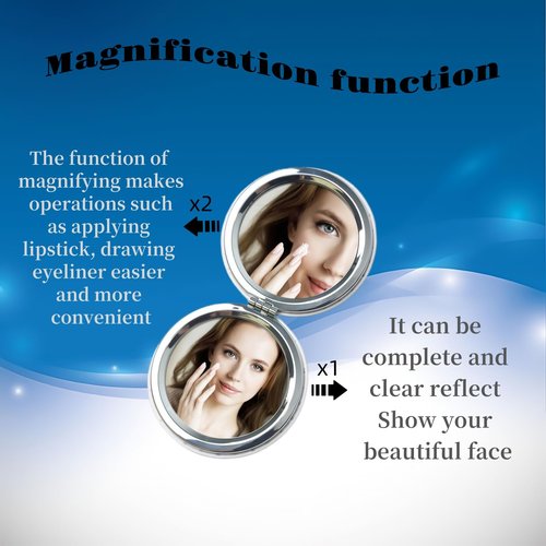 KWSAAHU Double-Sided Pocket Compact Mini Makeup Mirrors 1x, 2X Magnifying Mirror Portable Foldable Round Small Purse Mirror Suitable Daily Travel Party for Woman Man - Evil Eyes