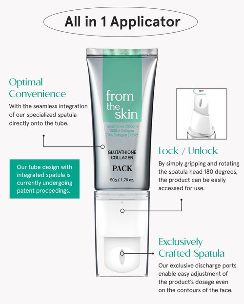 FROM THE SKIN Glutathione Collagen Peel Off Mask - Anti Aging Korean Face Mask, Face Lift, Radiance Boost, Reduces Wrinkles - Built-in Silicone Spatula, 700ppm Glutathione & 300 Da Collagen, 1.76 oz.