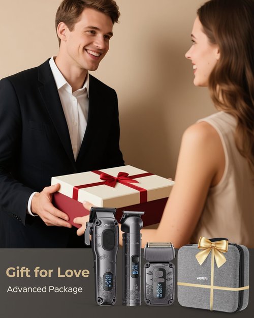 Vgrpro Hair Clippers & Trimmers Set for Men Professional, Waterproof Electric Razor Foil Shaver for Men Face Beard, Cordless for Hair Cutting, 4-Speed Setting, LED Battery Display, Barber or Home Use