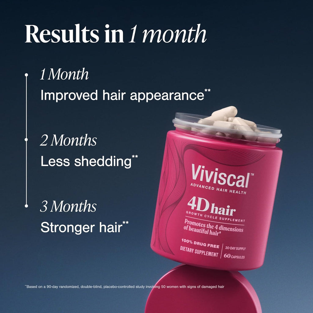 Viviscal 4D Hair Growth Supplements for Women - Full, Strong, Healthy Hair | 30-Day Supply, 60 Count
