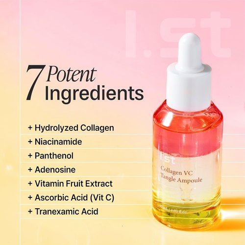 I.st Collagen VC Bounce Ampoule - Korean Vitamin C Dual Effect Face Serum for Hydration | 1.01 Fl Oz