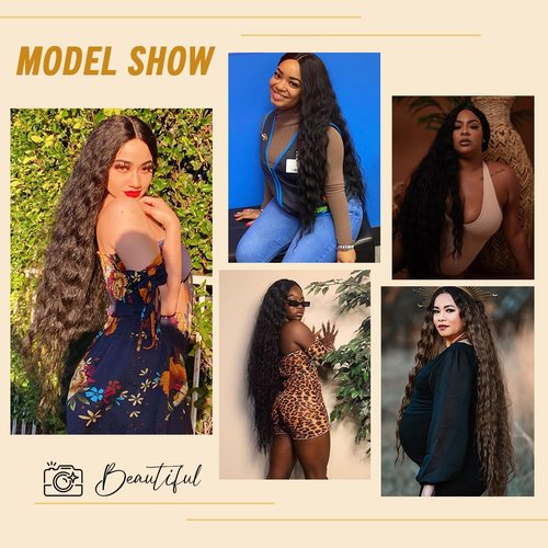 Joedir Hair Super Long Wigs for Women 36 inch Lace Front Wig 5 Inch Middle Parting Synthetic Hair Bohemian Waves (RC1B)