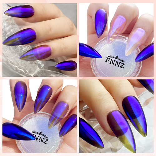 FNNZ Unicorn Chrome Nail Powder, Aurora Unichrome Mermaid Aurora Pigment Pearlescent Nail Art Glitter Dust Decoration for Home DIY Salon Manicure - Galactic Dream