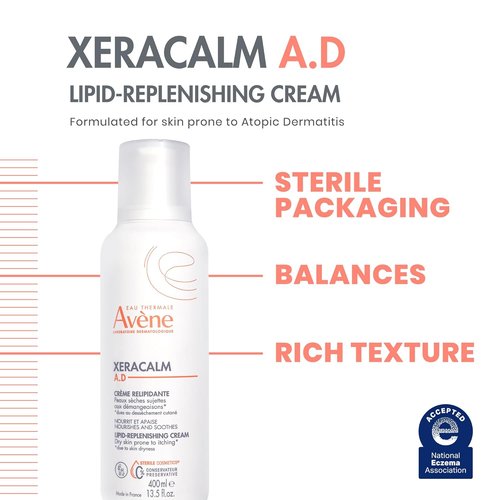 Avène XeraCalm A.D Lipid-Replenishing Cream - Eczema Relief for All Ages | Fragrance-Free, 6.7 Oz