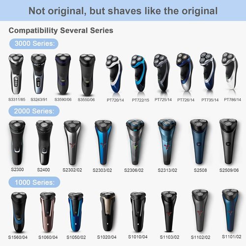 Philips Norelco SH30 Replacement Shaver Heads - 3 Blades & 1 Retaining Ring for Series 3000, 2000, 1000