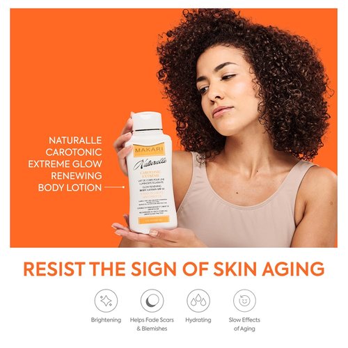 Makari Carotonic Extreme Body Lotion - Skin Brightening Formula | Fights Oil & Fades Scars | 17.6 oz