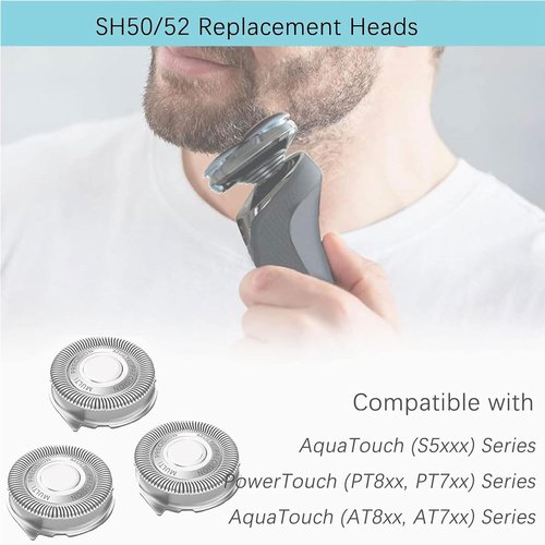 Gleway SH50 Replacement Heads - Compatible with Philips Series 5000 Shaver | 3 Pcs with Cleaning Brush