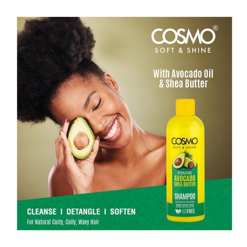 Cosmo Soft & Shine Shampoo - Hydrating Avocado & Shea Butter, 16.2 fl. oz | Paraben-Free, Sulfate-Free, Daily Use