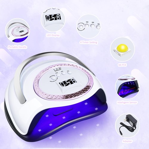 LKE UV Nail Lamp, 72W LED Nail Lamp Nail Dryer Light for Nails with 3 Timer Setting & LCD Touch Display Screen for Home and Salon Use (C-White) (2)