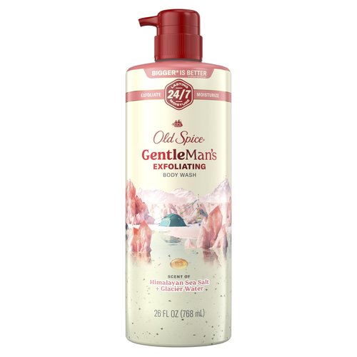 Old Spice GentleMan's Exfoliating & Moisturizing Body Wash for Men, 24/7 Shower Fresh with Long Lasting Scent, Renewing Vitamin B3 Blend, Himalayan Sea Salt + Glacier Water Scent, 26 oz