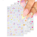 HAIIDOAK Nail Stickers, 4 Sheets Floral 5D Embossed, Self-Adhesive for DIY Manicure
