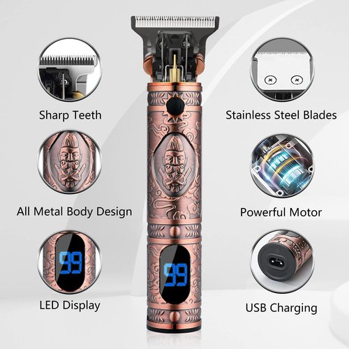 AMULISS Professional Hair Trimmer Mens Hair Clippers Zero Gapped Cordless Hair Trimmer Professional Haircut & Grooming Kit for Men Rechargeable LED Display