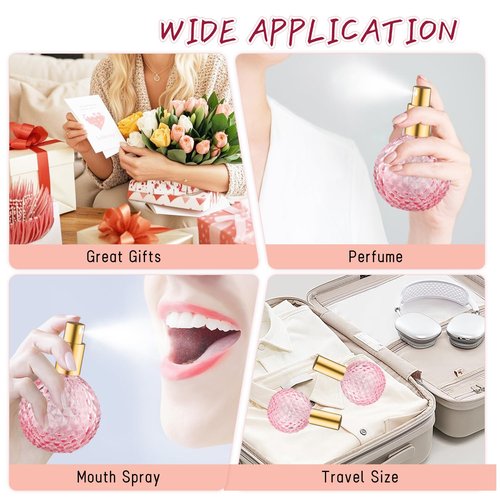 4 Pcs 100ml/3.38oz Glass Spray Bottle Empty Perfume Atomizer Fine Mist Spray Cosmetic Container Decorative Bottles for Liquid Make Up - Pink