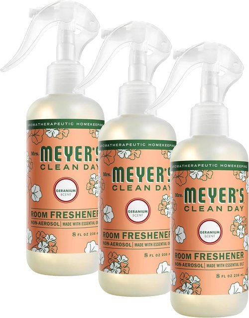 Mrs. Meyer's Clean Day Room & Air Freshener Spray - Non-Aerosol Essential Oil Infused, Geranium, 8 Fl. Oz (Pack of 3)