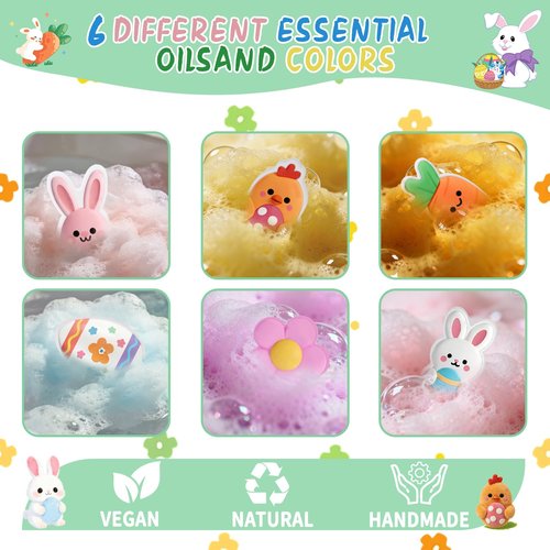 Easter Bath Bombs for Kids, 6 Piece Bath Bomb Toys for Children, Bunny, Chicken & Egg Shapes, Gentle Handmade Safe Fizz Balls, Perfect Easter Basket Stuffers & Party Favors for Boys & Girls