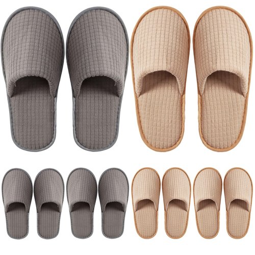 DECOUE 6 Pairs Disposable Slippers for Guest, Non Slip Spa Washable Reusable House Slippers Hotel Indoor Shower Slides for Women Men, Home,Travel(Polar Fleece)
