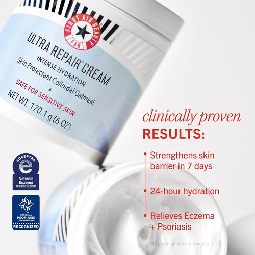 First Aid Beauty - Ultra Repair Cream | Intense Hydration & Eczema Relief, 6 oz + Bonus 2ct