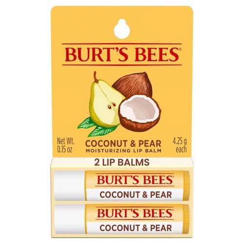 Burt's Bees Lip Balm - Coconut and Pear, Natural Moisturizer with Beeswax | 2 Tubes, 0.15 oz
