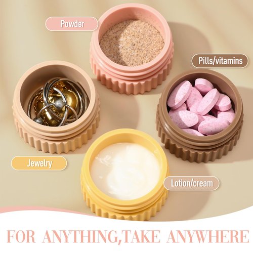 Maxcheck 4 Pcs Travel Containers for Toiletries 0.68 Oz/20 ml Small Silicone Cream Jar with Lid Mini Leakproof Lotion Jar Refillable Travel Cosmetic Container for Face Body Skin Cream (Classic Color)