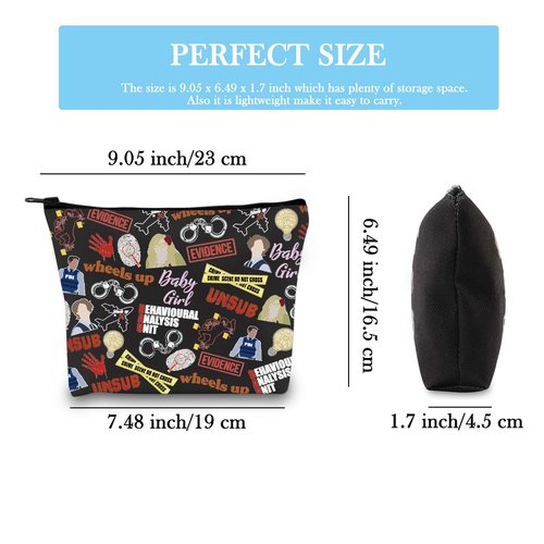 TV Show Inspired Gift TV Show Merchandise Zipper Pouch Spencer Lover Gift Crime Show Makeup Bag for Crime Fans(Crime TV Pattern Black)