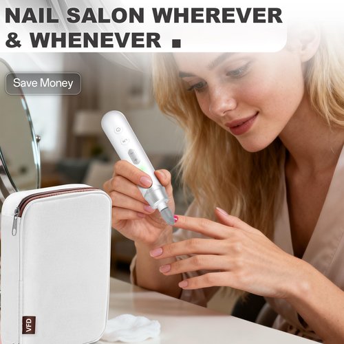 Electric Nail File Drill, Cordless 2000 mAh Rechargeable Nail Filer Electric, Portable Nail Dril Machine Drill for Nails Acrylic Manicure and Thick Toenails Buffer Grinder Care Professional (Silver)