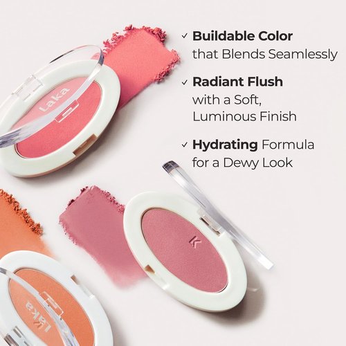 Laka Love Silk Blush - Radiant Buildable Powder Blush for Natural Glow | Long-Lasting Moisturizing Formula (#705 Angel)
