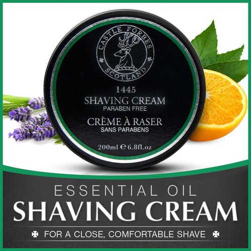 Castle Forbes 1445 Shaving Cream - Moisturizing Lather with Essential Oils | 6.8 fl. oz. | Protects Against Razor Burn & Irritation