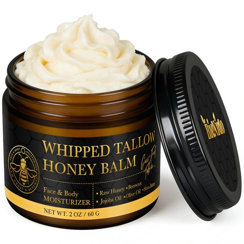 BieNido Tallow and Honey Balm for Face: Grass Fed Beef Tallow for Skin with Jojoba Oil for Sensitive and Dry Skin, Natural Formula for Soothing & Deep Hydration