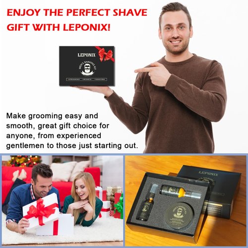 Mens Shaving Kit - Sandalwood Shaving Cream, After Shave Lotion & Pre Shave Oil - Fights Razor Burn, Nicks & Cuts - Luxury Grooming Essentials for Men - Secret Santa Gift Set Stocking Stuffers