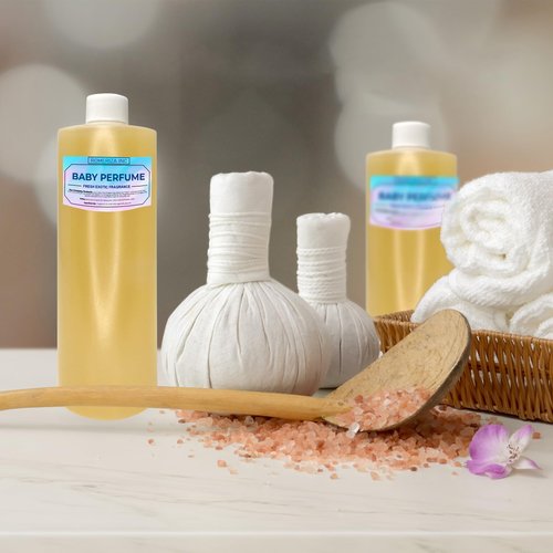 ROMERIZA INC. Baby Essential Fragrance Body Oil – Luxury Unisex Baby Oil Perfume with Long Lasting Baby Powder Scent – Soft Baby Smell, Uncut Perfume Oil, Scented Body Oil for Women & Men – 4 Fl Oz