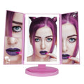 Impressions Vanity Barbie LED Trifold Makeup Mirror with Magnification, 3 Way View Portable Desk Mirrors with Dimmable Tri Tone Lighting, Tilt Adjustable Stand, and Touch Switch