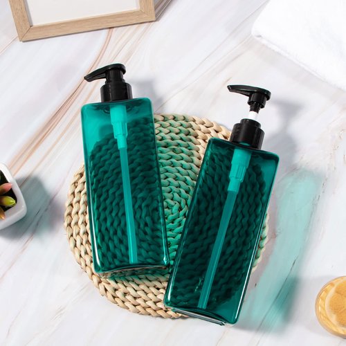 Shower Pump Bottles, Yebeauty 2pcs 17oz 500ML Refillable Pump Bottle Lotion Soap Dispenser Liquid Container Plastic Soap Dispenser for Shampoo Kitchen,Bathroom Body Wash, Sea Green
