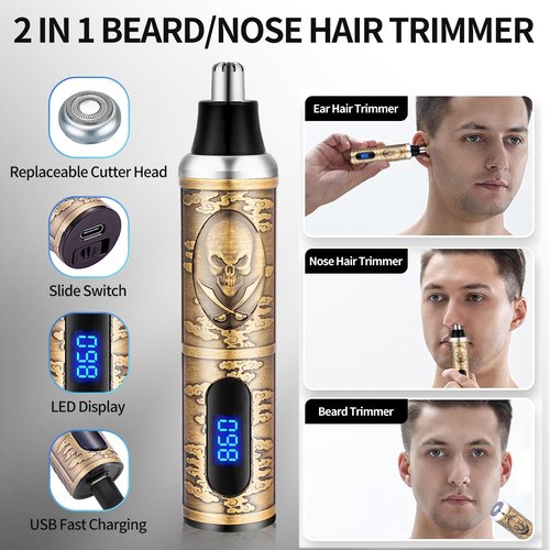 Roziapro Professional Hair Clippers for Men, Hair Trimmer for Haircut Cordless Hair Clippers Set with Rechargeable Nose Hair Trimmer, Gifts for Men (Gold)