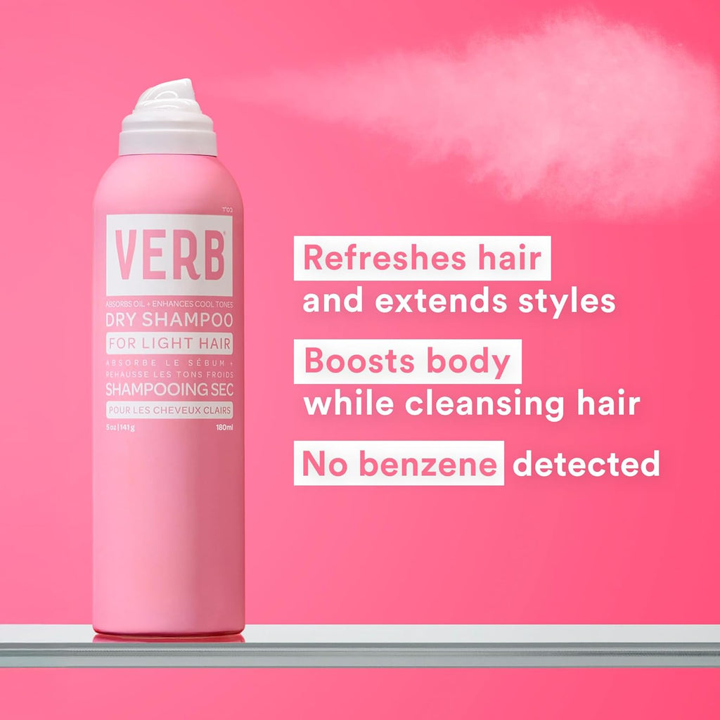 VERB Dry Shampoo Light - Refreshing Spray to Absorb Oils & Extend Styles - Vegan, Paraben-Free for Light Tones
