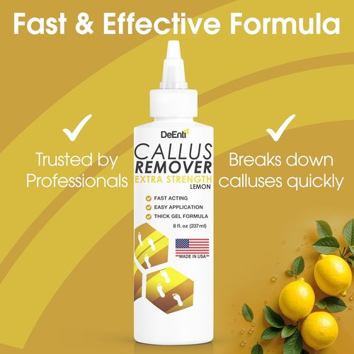 DeEnti Callus Remover Gel - Extra Strength 8oz for Dry Skin & Cracked Heels | Salon-Grade Foot Care