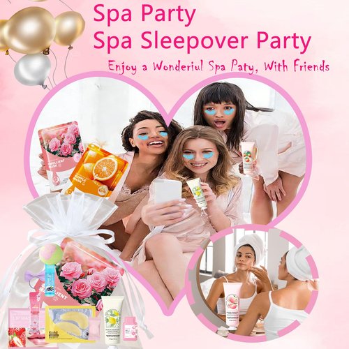 144 PCS Spa Party Supplies for Women Spa Party Favors Include Face and Lip Masks,Hand Cream,Under Eye Patches,Foot Bath Bombs and Hairband,Bulk Birthday Sleepover Party Supplies for Women