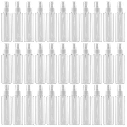 SINJEUN 50 Pack Clear Plastic Spray Bottles with Caps, 4 oz Spray Bottles Mist Sprayer, Refillable Empty Fine Mist Spray Bottle Mini Travel Size Spray Bottles, Leak Proof and BPA-Free