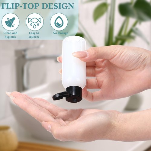 Mifoci 50 Pcs Small Plastic Bottles with Caps 2 oz Clear Empty Squeeze Bottle with Flip Cap Small Refillable Transparent Travel Dispenser Container for Shampoo Lotion Conditioner Liquid Soap