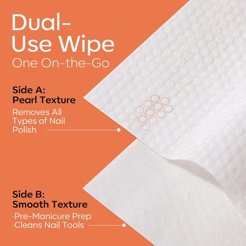 Modelones Nail Polish Remover Pads, Acetone Nail Polish Remover Wipes 50 PCS Professional Individually Wrapped Wet Wipes Easily & Quickly Lemon Smell Glycerin Moisturizing Big Size Portable