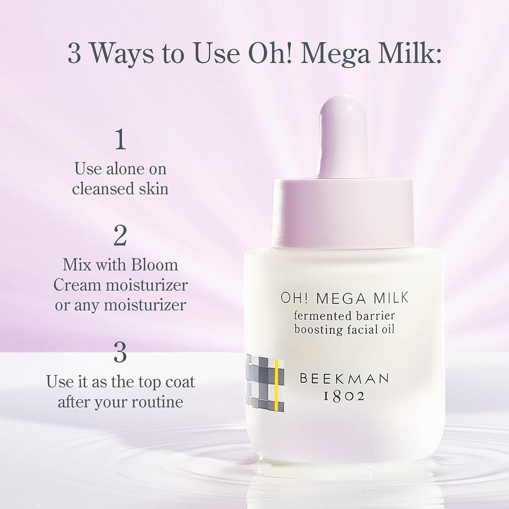 Beekman 1802 Hydrating Duo | Bloom Cream Daily Face Moisturizer & Oh! Mega Milky Oil – Radiant Skin, 1.69 oz & 1 fl oz