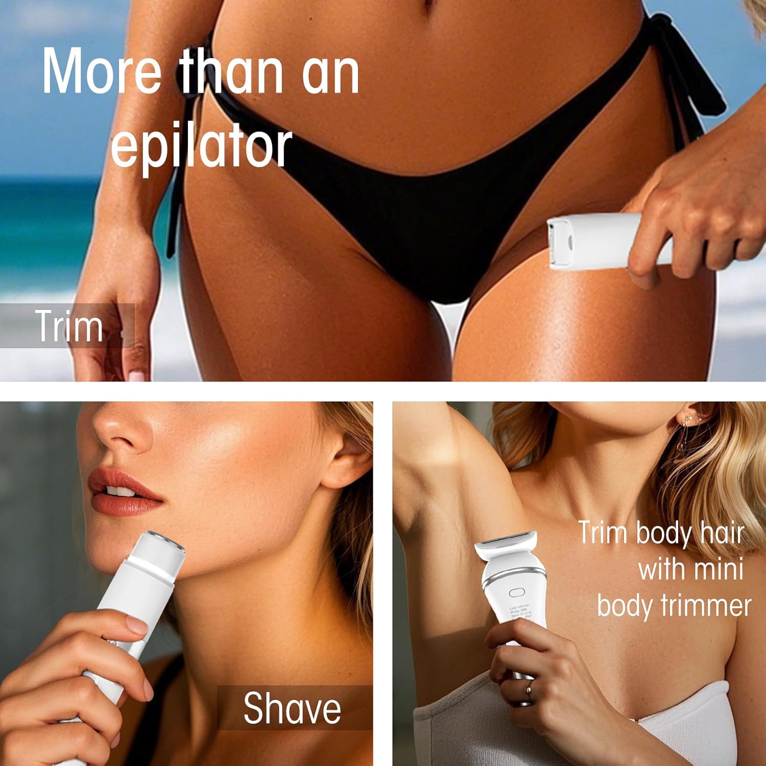 Zesuti Epilators - 2-in-1 Electric Hair Removal Razor for Women | Dual Head Bikini Trimmer & Facial Shaver