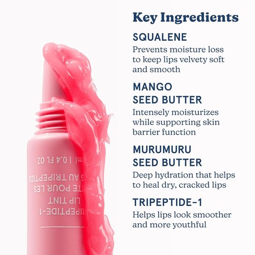 Blume Tri-Peptide Lip Balm - Bubblegum Pink Tinted Moisturizer with Shea Butter & Squalane | 0.4 Fl Oz