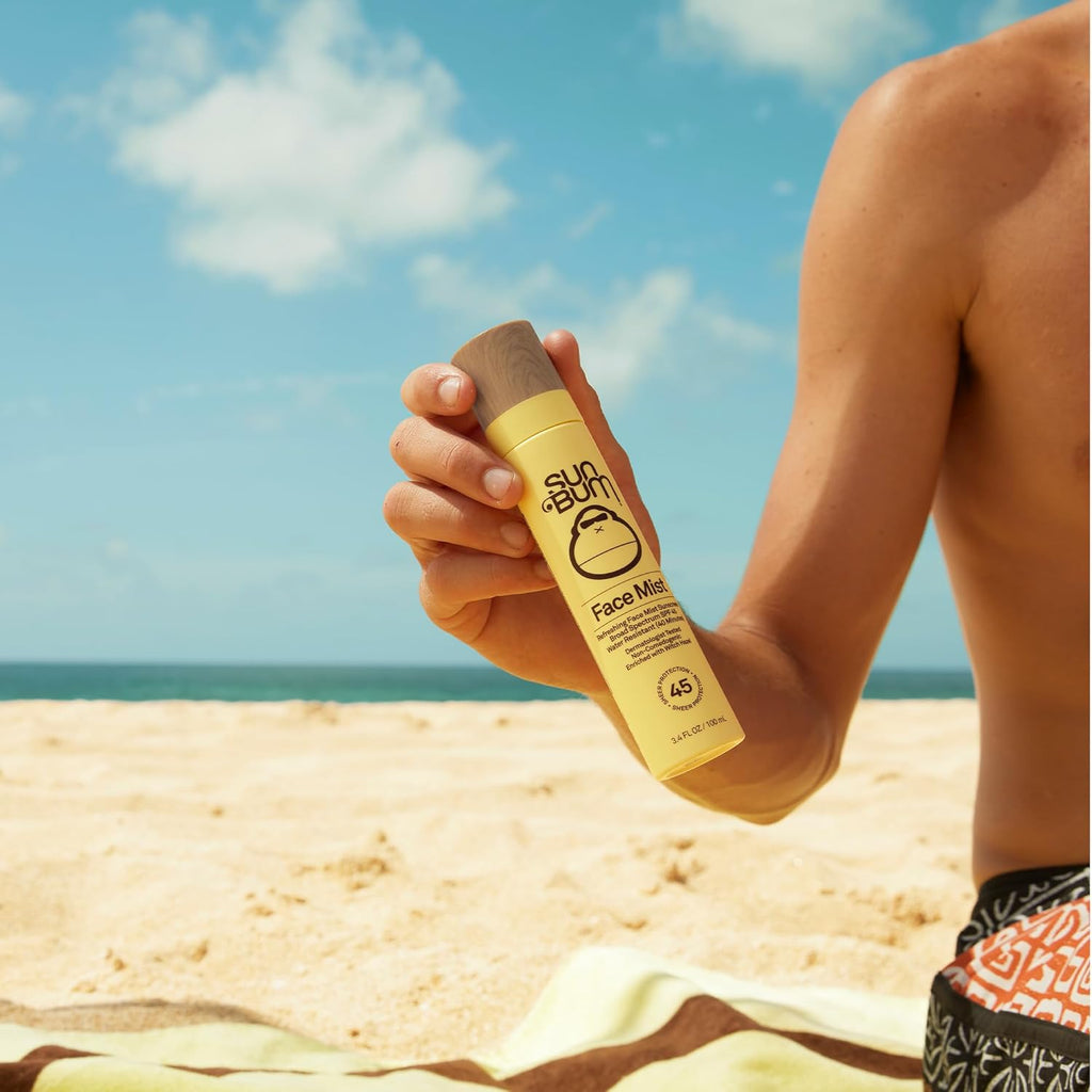 Sun Bum Original SPF 45 Sunscreen Mist - Moisturizing Facial Spray with Vitamin E - Travel Size 3.4 oz | Hawaii 104 Compliant